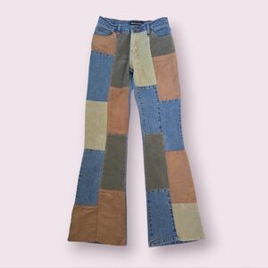 Vintage Y2K 90s Patchwork Low Rise Jeans Size 6 Boot Cut Misdemeanor